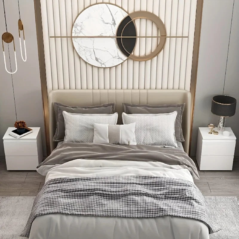 Table de chevet blanche en bois avec 2 tiroirs - Rangement chic