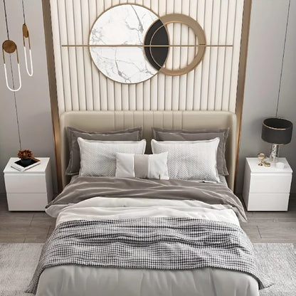 Table de chevet blanche en bois avec 2 tiroirs - Rangement chic