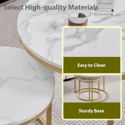 Table d'Appoint Ronde en Marbre Nordique - Luxe 60cm/80cm