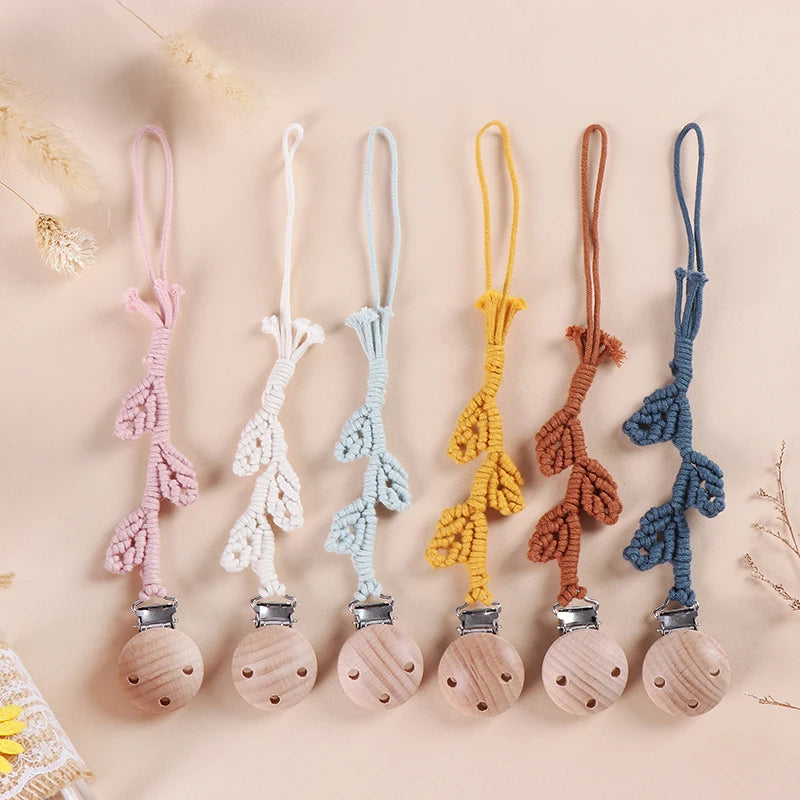 Porte-tétine en macramé et chanvre pour bébé - Tétine en coton artisanale