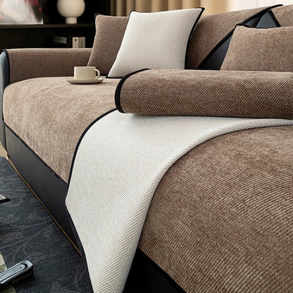 Housse de canapé en Chenille Sergé Antidérapante - Style Minimaliste
