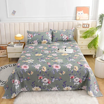 Draps de Lit Fleuri Réactifs pour Lit Double, Simple, Queen, King