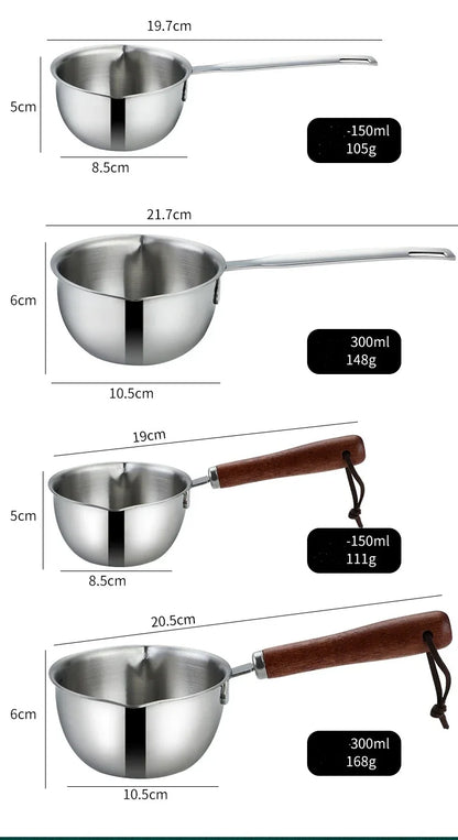 Marmite en inox avec manche en bois - Casserole épaisse 1PC