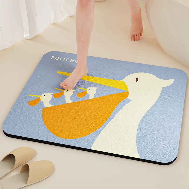 Tapis de Bain en Diatomite Antidérapant - Séchage Rapide & Lavable