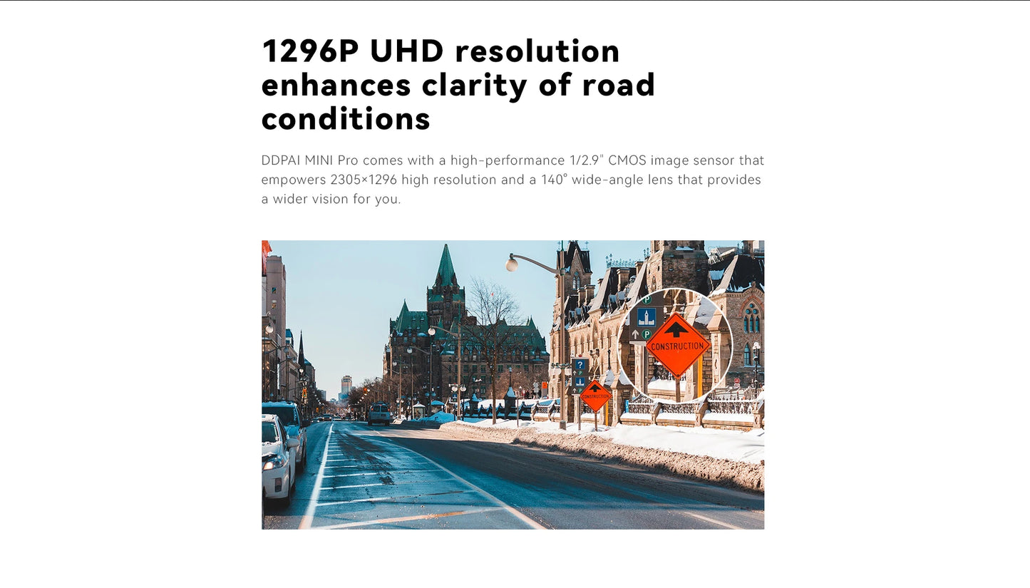 DDPAI Mini Pro 1296P Dash Cam - Caméra DVR WiFi pour Voiture