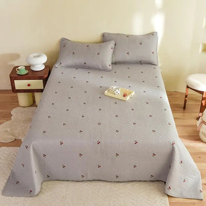 Ensemble Couvre-lit Matelassé Chic en Coton - 3 Pièces avec Taies