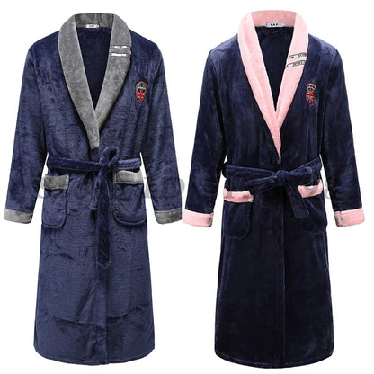 Robe de Nuit en Molleton Corail pour Couples - Peignoirs Douillets