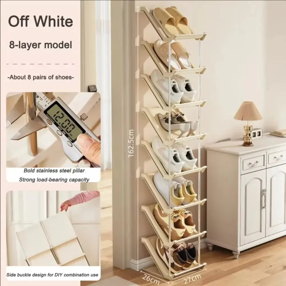 Étagère à chaussures empilable étroite pour un rangement optimal