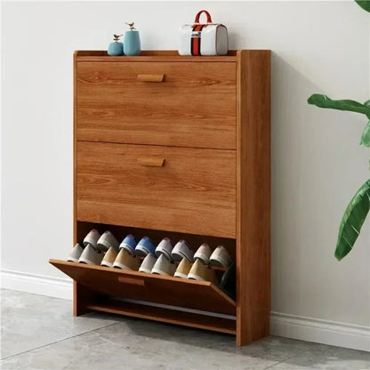 Armoire à chaussures en bois multicouche, gain de place et design pratique