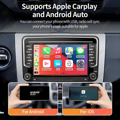 Autoradio GPS Android 13 pour VW, Skoda, Golf, Passat - 2Din