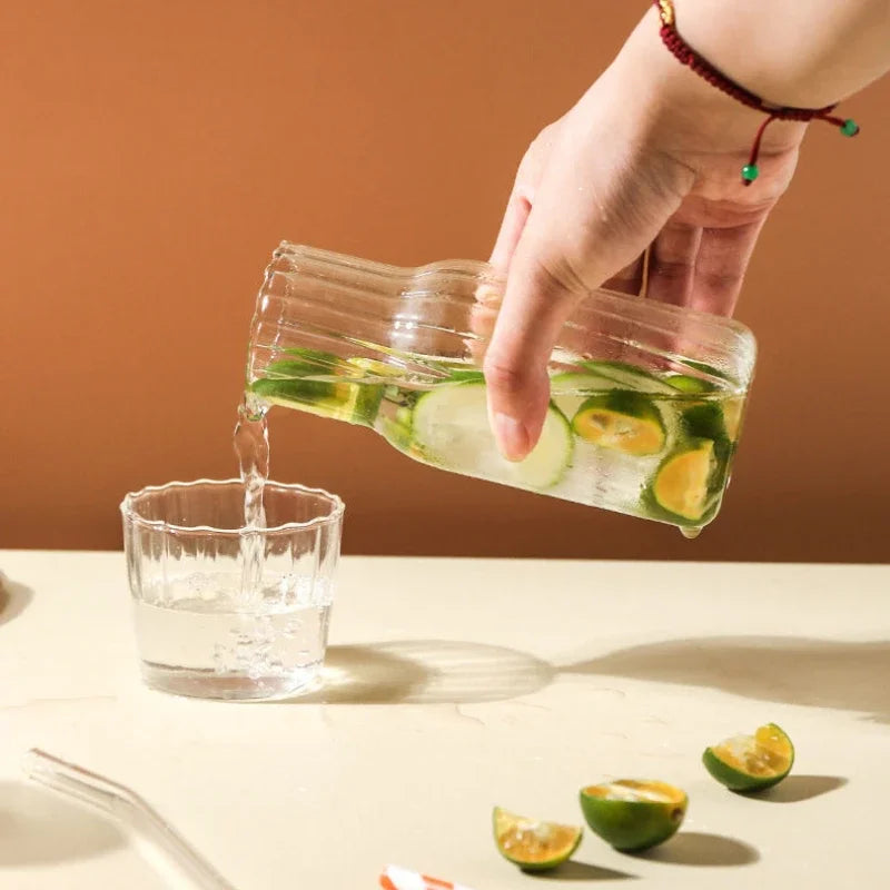 Carafe à eau en verre avec gobelet - Ensemble élégant de cuisine