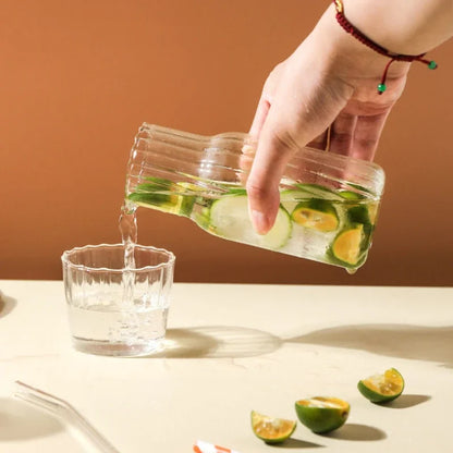 Carafe à eau en verre avec gobelet - Ensemble élégant de cuisine