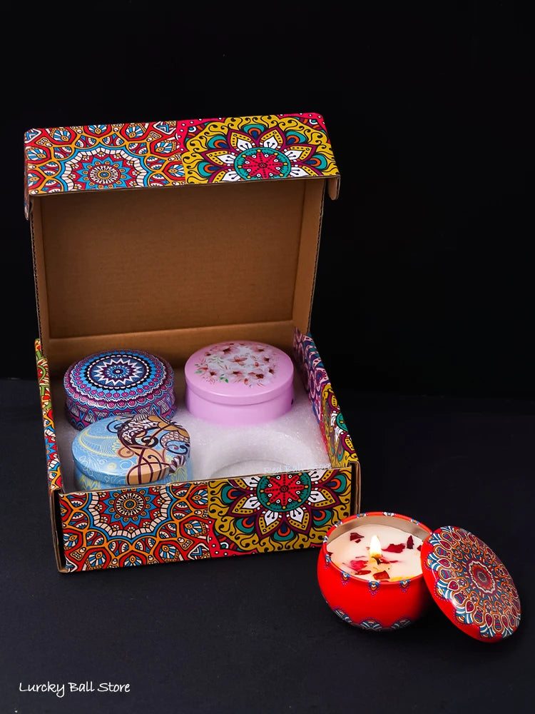 Bougies parfumées en soja, sans fumée - Décoration romantique 4 pièces