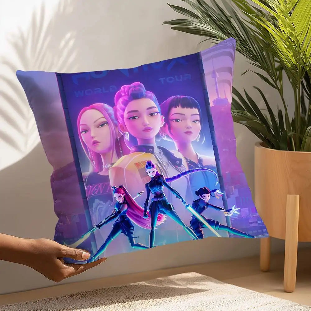 Taie d'oreiller K-kpop Demon Hunters en tissu peluche douce