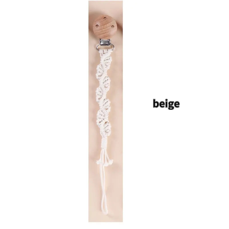 Porte-tétine en macramé et chanvre pour bébé - Tétine en coton artisanale