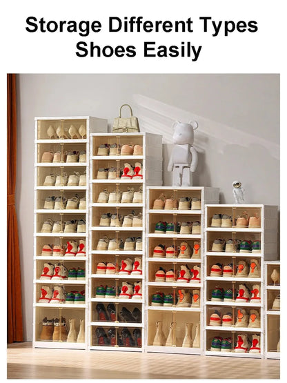 Boîte de rangement à chaussures pliable en plastique transparente