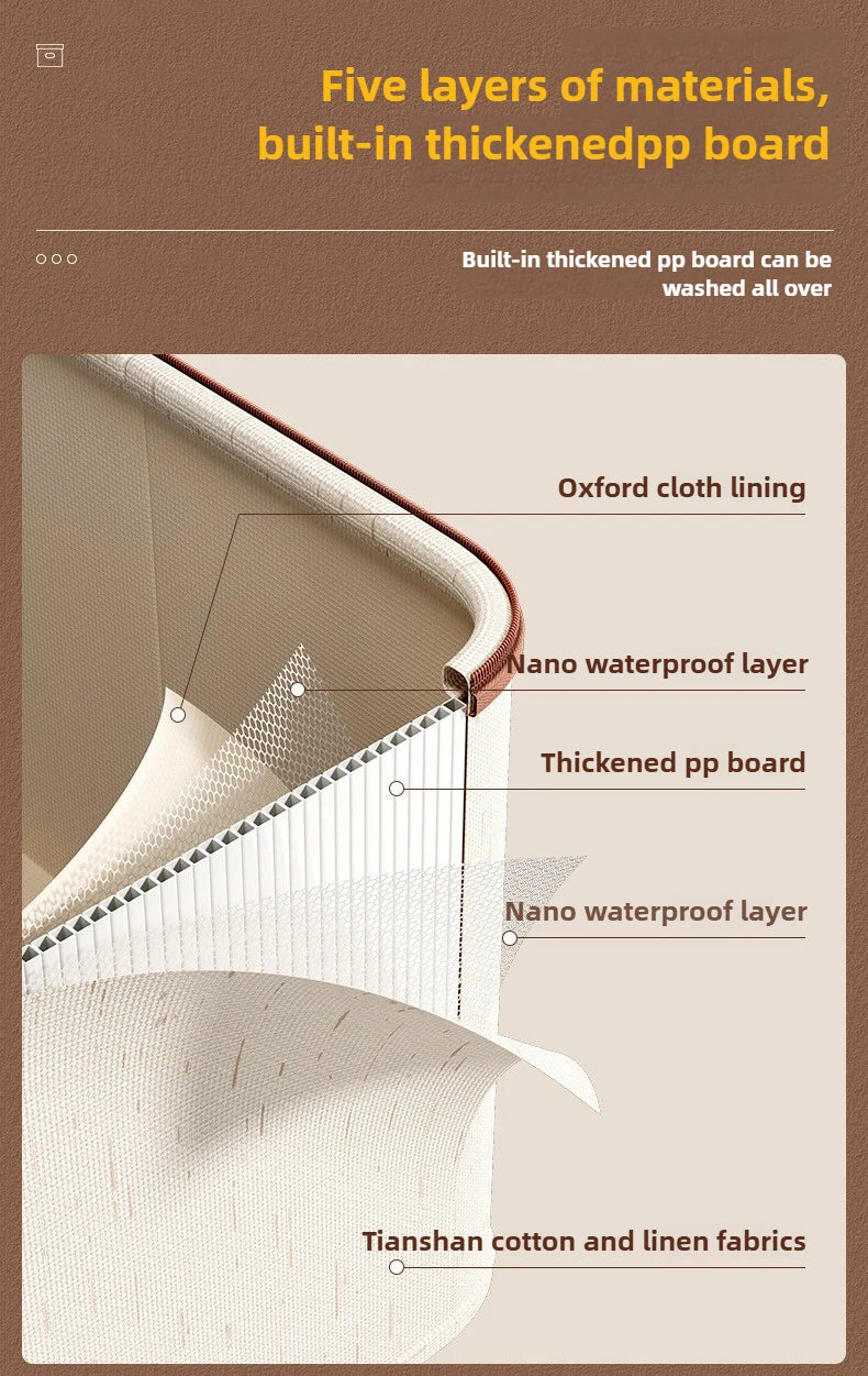 Boîte de rangement en coton et lin pour vêtements et couettes