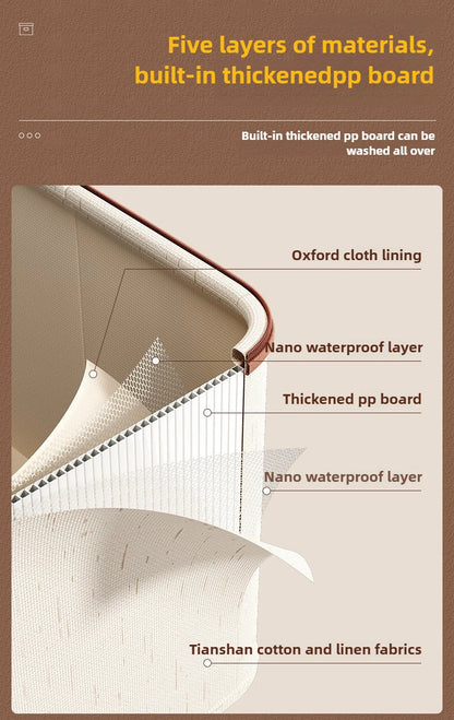 Boîte de rangement en coton et lin pour vêtements et couettes