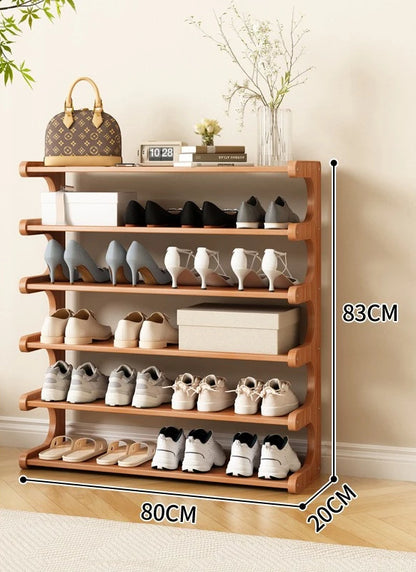 Étagère à chaussures en bois multi-niveaux pour rangement pratique