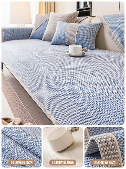 Coussin en coton et lin tissé antidérapant pour canapé - Housse 2024