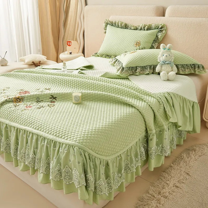 Ensemble de couvre-lit d'été brodé chic - léger et doux, 1 à 3 pièces