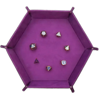 Plateau à dés hexagonal en cuir avec boîte de rangement pratique