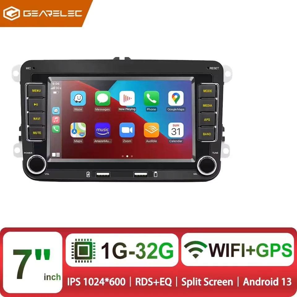 Autoradio Android 7" GPS Carplay pour VW, Seat, Audi - 2Din