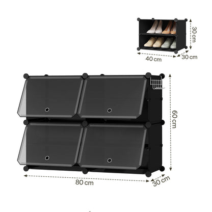 Armoire à chaussures pliable en PP transparent - Organisateur modulaire