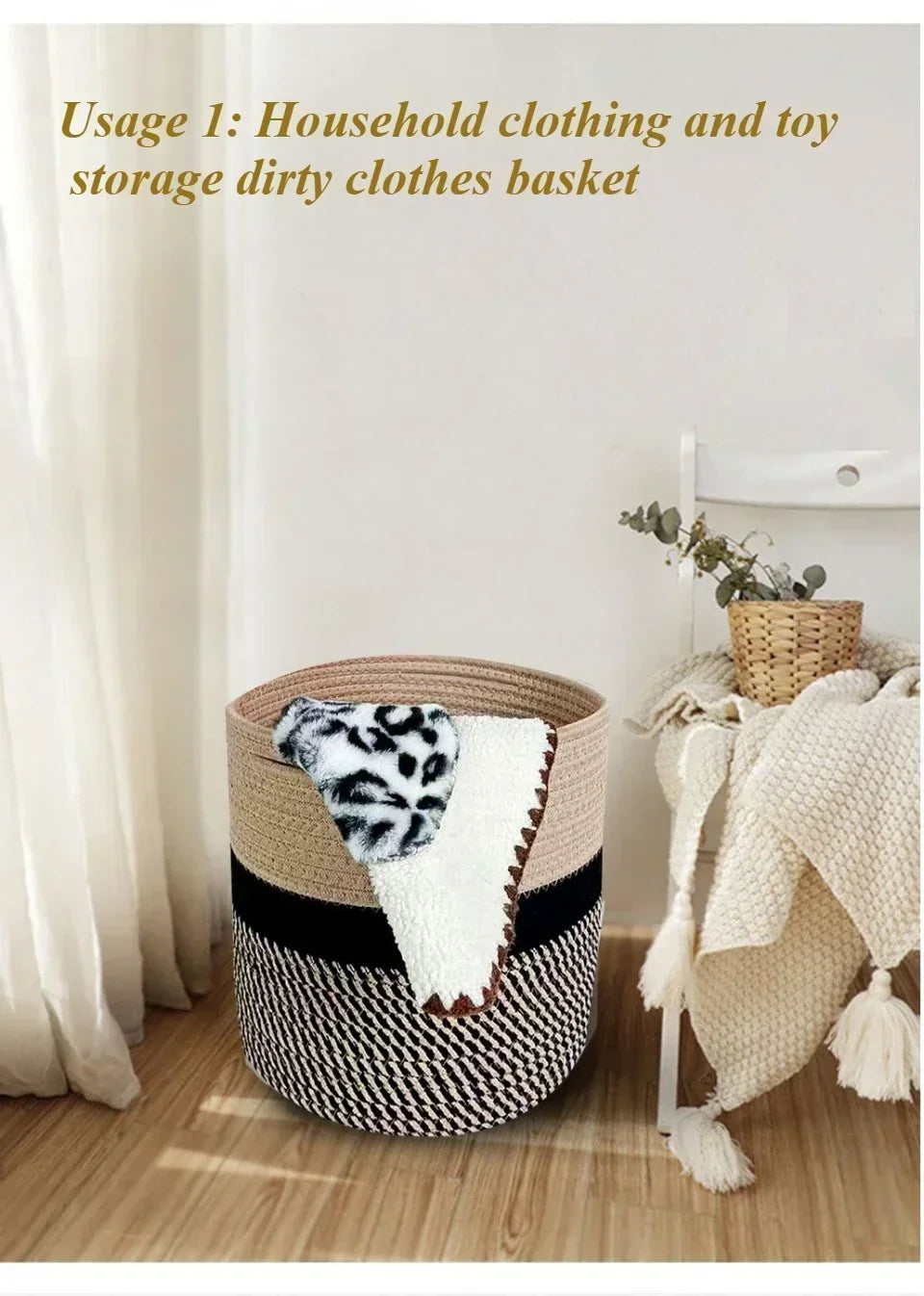 Panier à Linge en Corde de Coton - Panier de Rangement Pliable Luxe