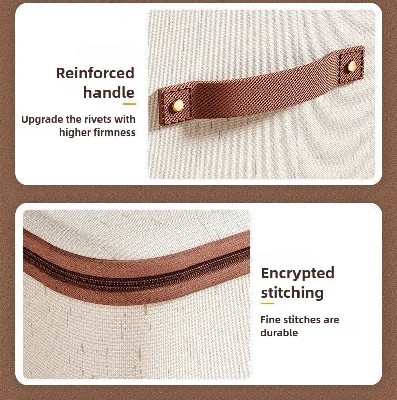 Boîte de rangement en coton et lin pour vêtements et couettes