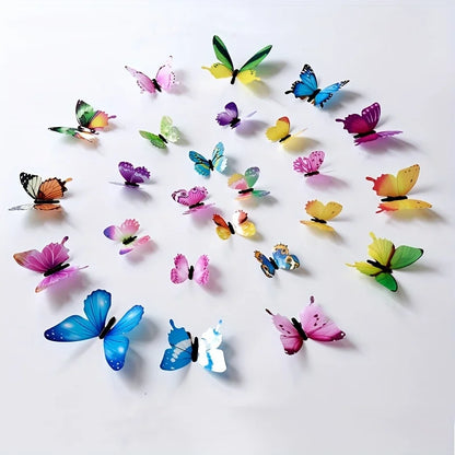 Autocollants muraux papillons 3D lumineux - 12 pièces DIY tendance