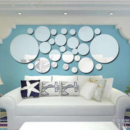 Miroir mural acrylique 3D rond - Décoration DIY pour chambre et salle de bains