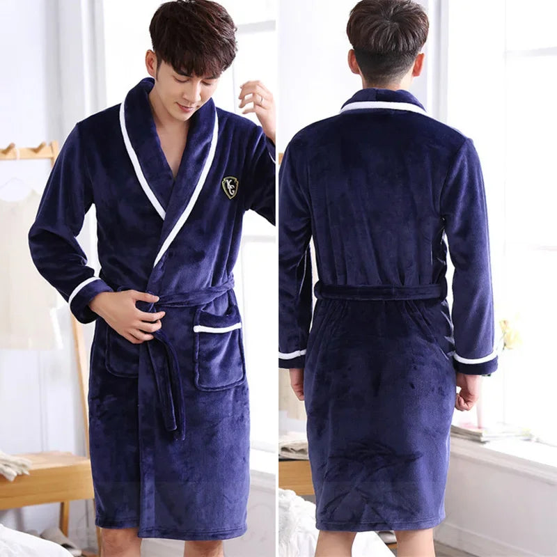 Peignoir Kimono en flanelle pour hommes - Confort d'automne hiver
