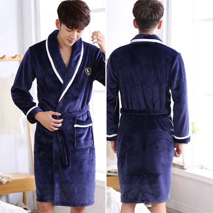 Peignoir Kimono en flanelle pour hommes - Confort d'automne hiver
