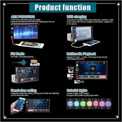 Autoradio 7 pouces 1 Din Carplay & Android Auto - Écran Tactile HD