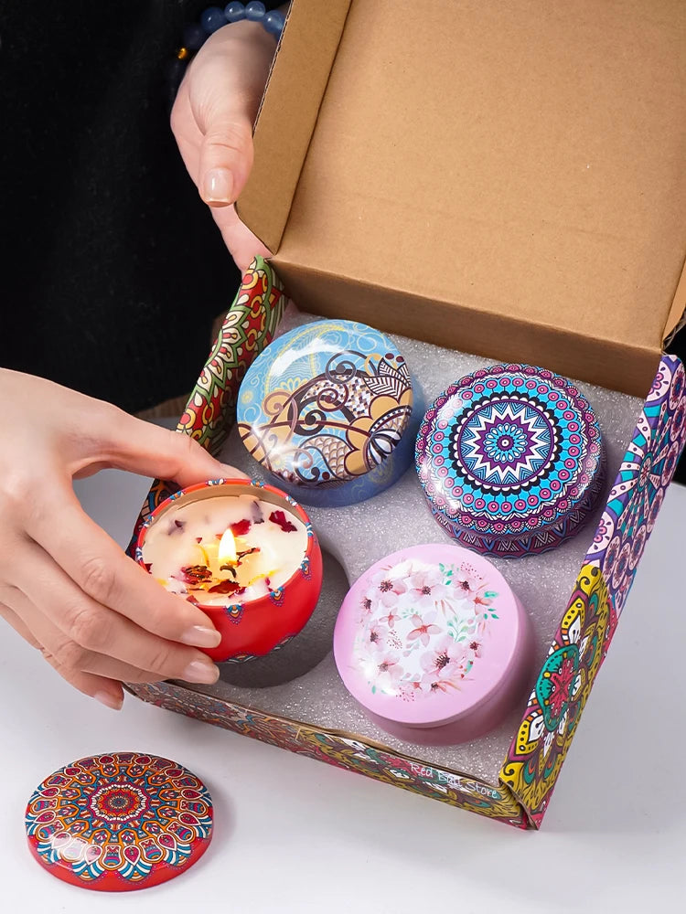 Bougies parfumées en soja, sans fumée - Décoration romantique 4 pièces