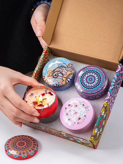 Bougies parfumées en soja, sans fumée - Décoration romantique 4 pièces