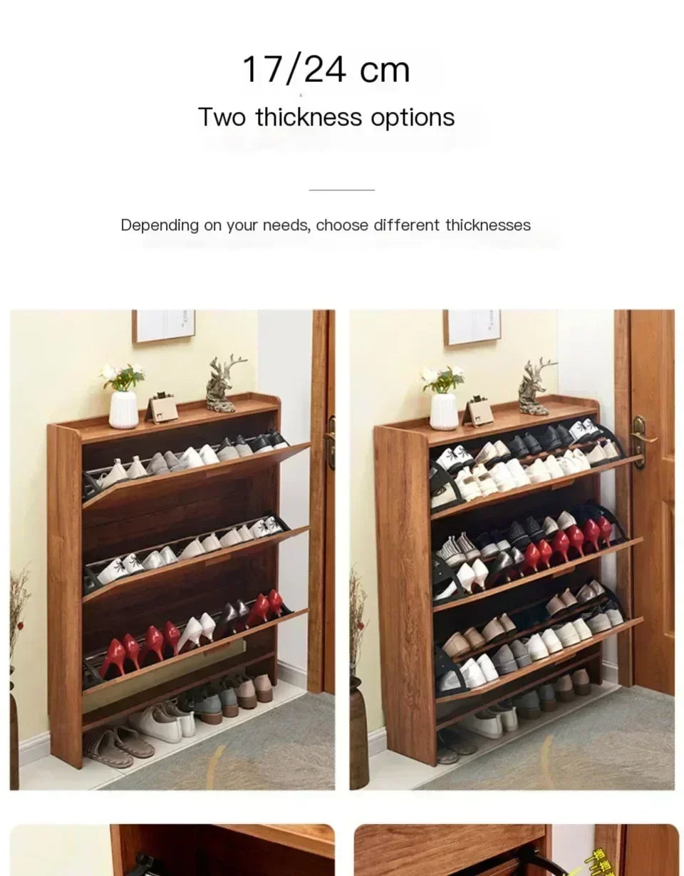 Armoire à chaussures en bois multicouche, gain de place et design pratique