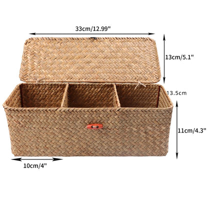 Panier de rangement tissé à la main avec couvercle - Organisateur élégant