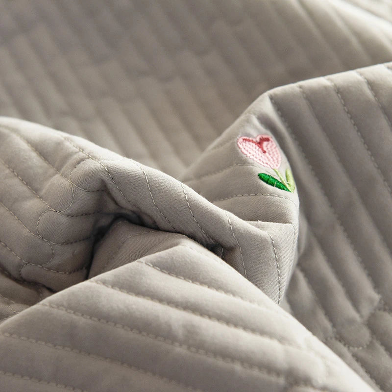 Ensemble Couvre-lit Matelassé Chic en Coton - 3 Pièces avec Taies