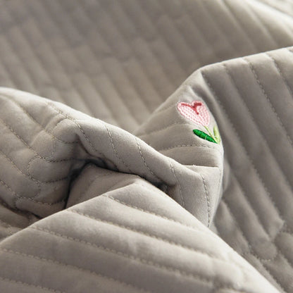 Ensemble Couvre-lit Matelassé Chic en Coton - 3 Pièces avec Taies