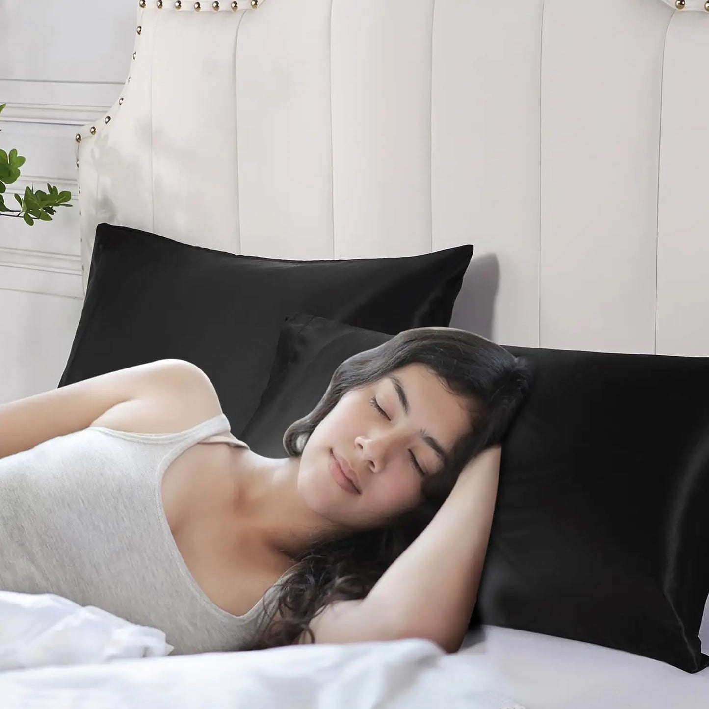 Taie d'oreiller en satin doux pour cheveux et peau - Standard, 2 pièces