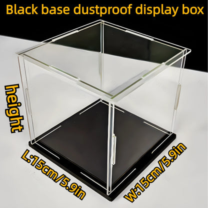 Boîte d'exposition acrylique noire pour poupées et objets de collection