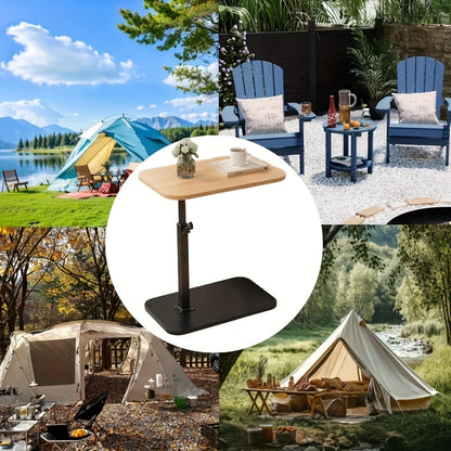 Table à Hauteur Réglable en Bois - Table d'Appoint Portable Intérieur/Extérieur
