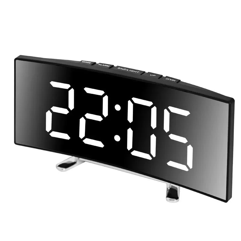 Horloge Électronique Miroir LED Incurvé - Grand Écran Décoratif