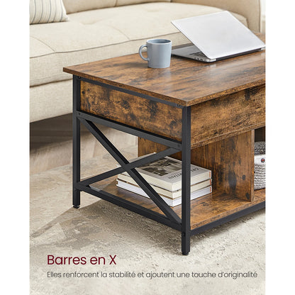 Table Basse VASAGLE avec Plateau Relevable et Rangement Pratique