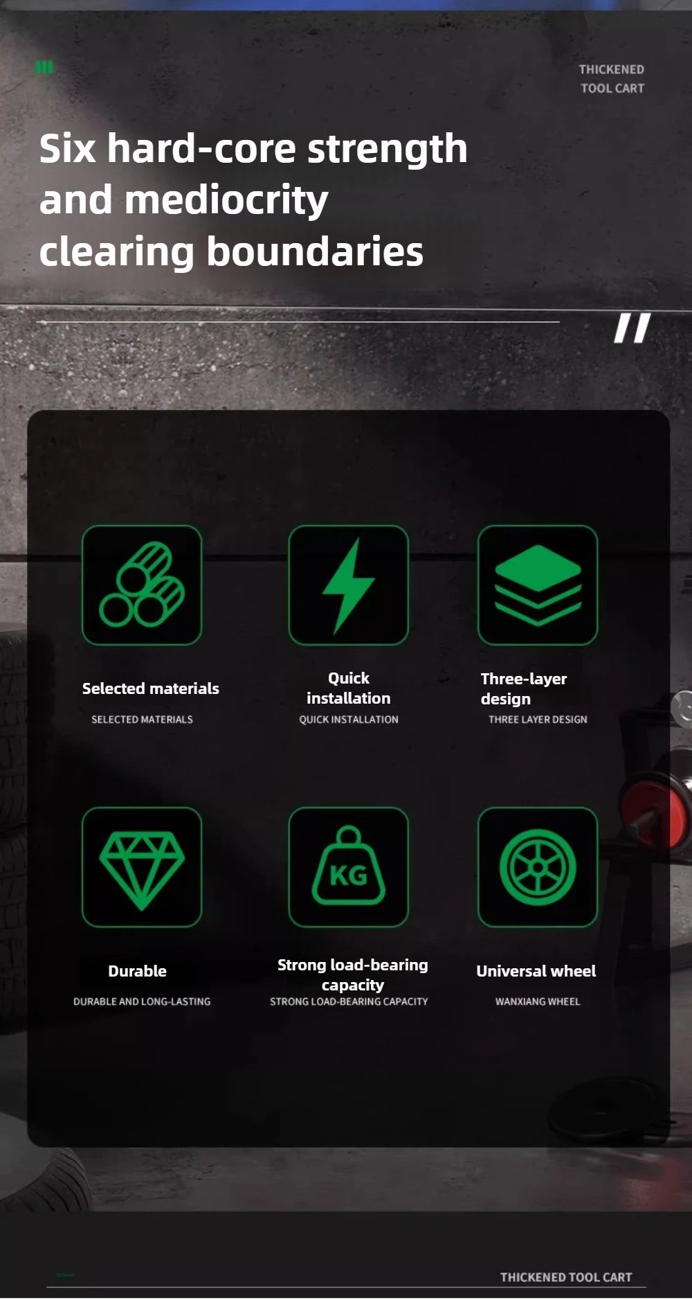 Chariot à Outils BaoLian avec Roues - Organisateur Atelier Garage