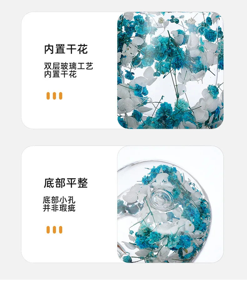 Tasse Anti-brûlure Double Couche Fleur Séchée Créative pour Bureau