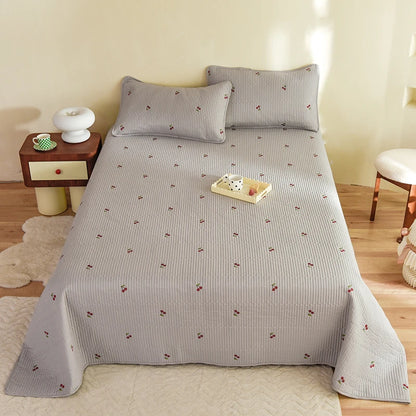 Ensemble Couvre-lit Matelassé Chic en Coton - 3 Pièces avec Taies