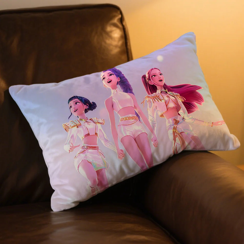 Housse de coussin KPop Demon - Taie d'oreiller décorative pour canapé